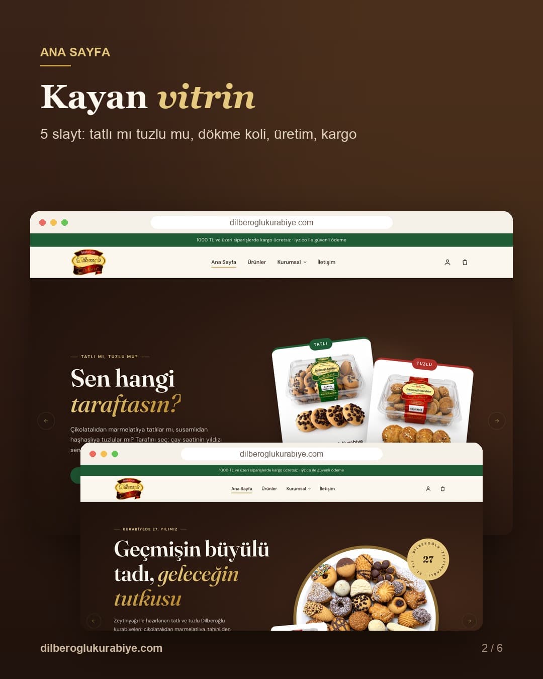 Dilberoğlu Kurabiye — Ana sayfa · Kayan vitrin