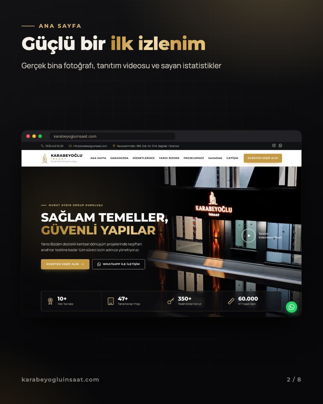 Karabeyoğlu İnşaat — Ana sayfa · Güçlü bir ilk izlenim