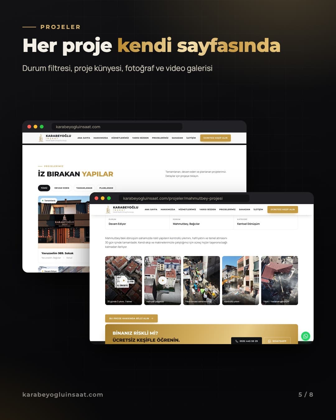 Karabeyoğlu İnşaat — Projeler · Her proje kendi sayfasında