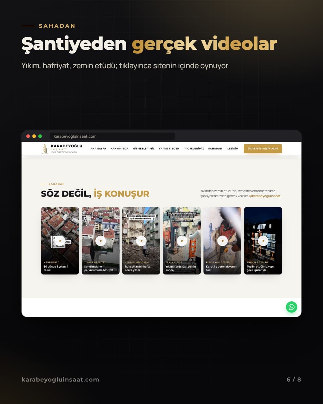 Karabeyoğlu İnşaat — Sahadan · Şantiyeden gerçek videolar